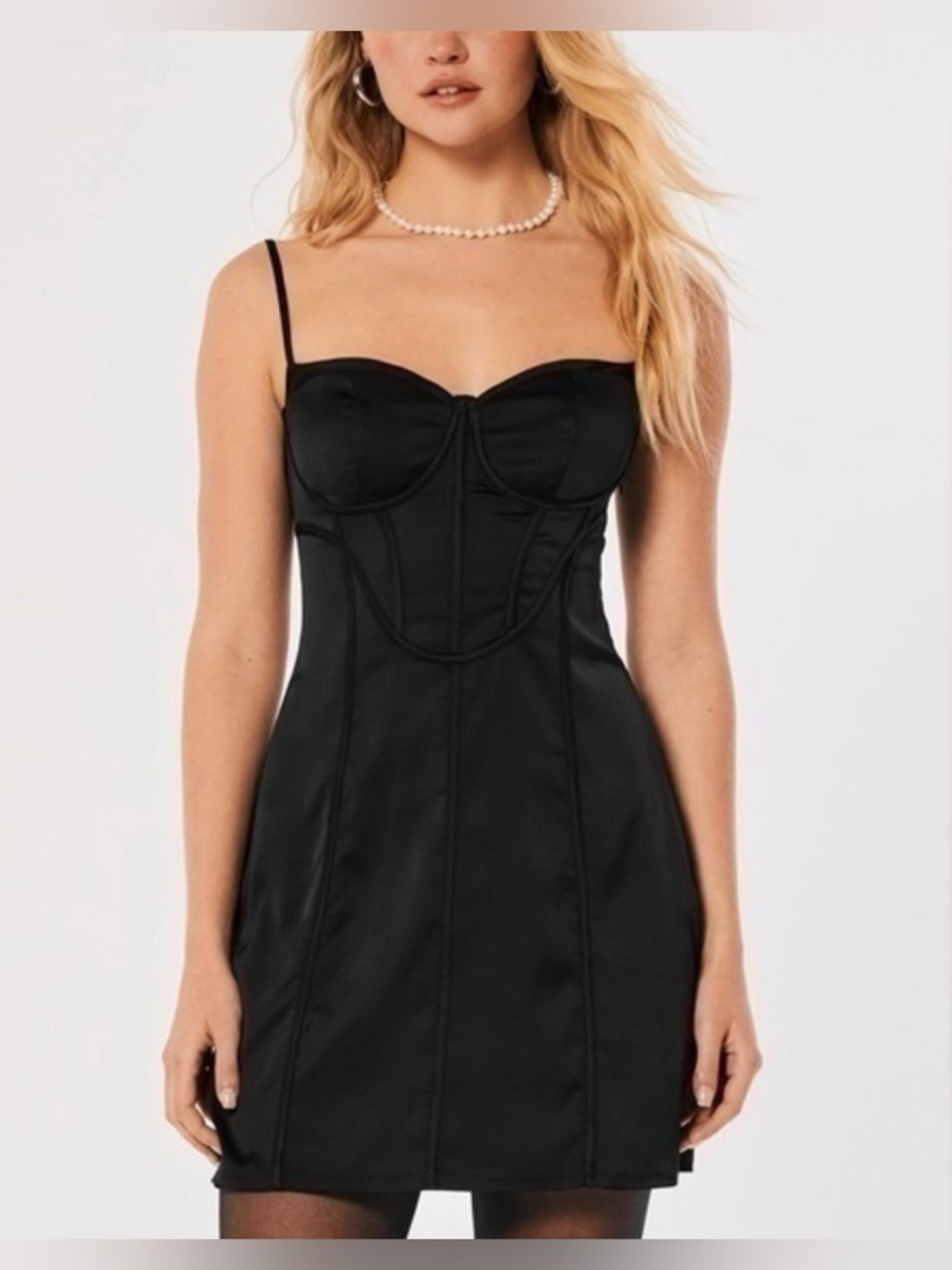 NWT Hollister Social Tourist Satin Corset Mini Dress - Black - XS